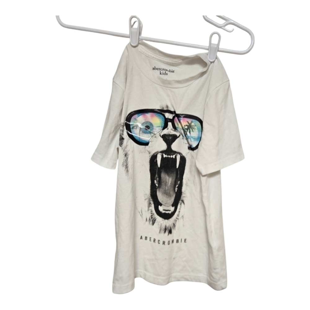 Abercrombie Kids Lion Graphic Tee Boys 9 10 White